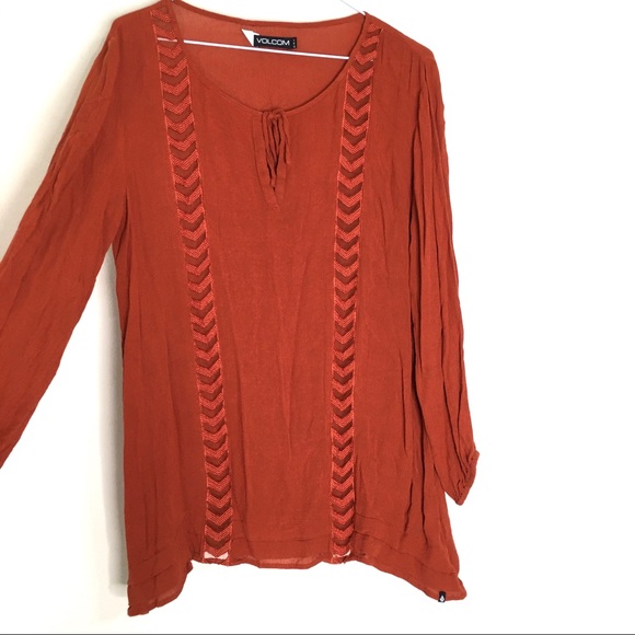 VOLCOM Burnt Orange Asymmetrical Tunic - semi-sheer - Picture 1 of 10